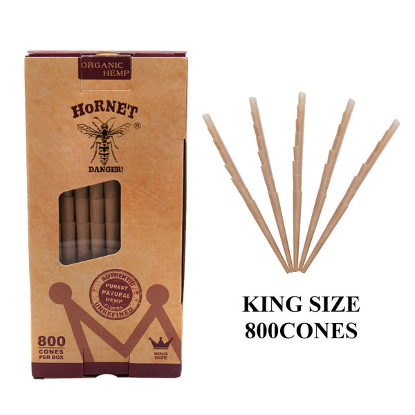 Authentic Hornet Organic Hemp King Size Pre Rolled Cone W/Filter Tips 800 CONES