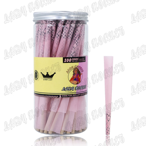 Hornet Cones Classic King Size 100 Cones- Pre Rolled Pink Cones with Filter Tips