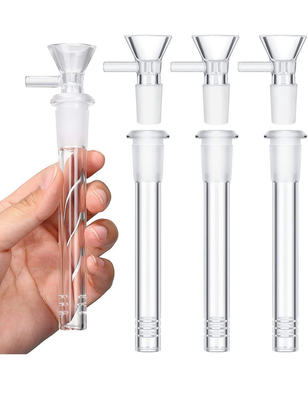 4Pack 3.5inch Hookah Water Smoking Pipe Glass Bong Downstem with 14mm Male Bowl