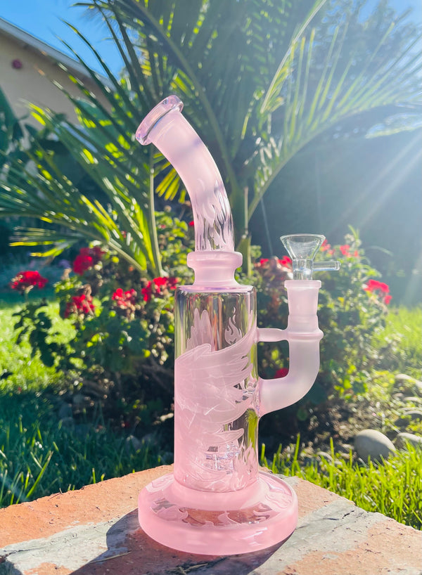 10"Premium Hookah Glass Water Bong Pink Percolator Shower Bend Phoenix Love💗