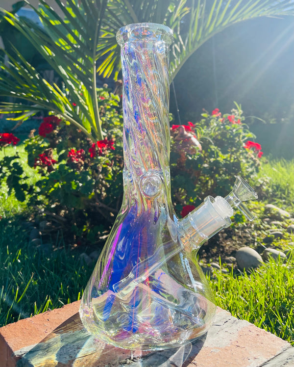 12"Inch Thick Iridescent Beaker Heavy Glass Water Bong