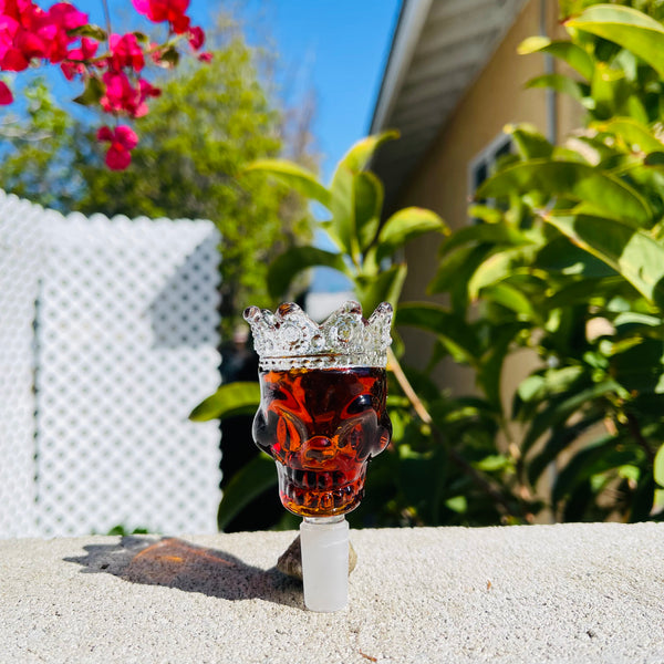 14 mm thick glass red skeleton Bong bowl holder