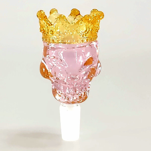 Premium 14mm Thick Glass Pink Skull King in Crown Bowl Head for Bong Repalcment