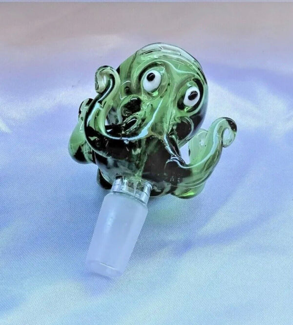 Primium 14mm Green Thick Glass Octopus Bong Bowl Head Piece Bong Bowl Holder