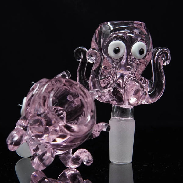 14mm Lovely Pink Thick Glass Octopus Bong Bowl Head Piece Bong Bowl Holder