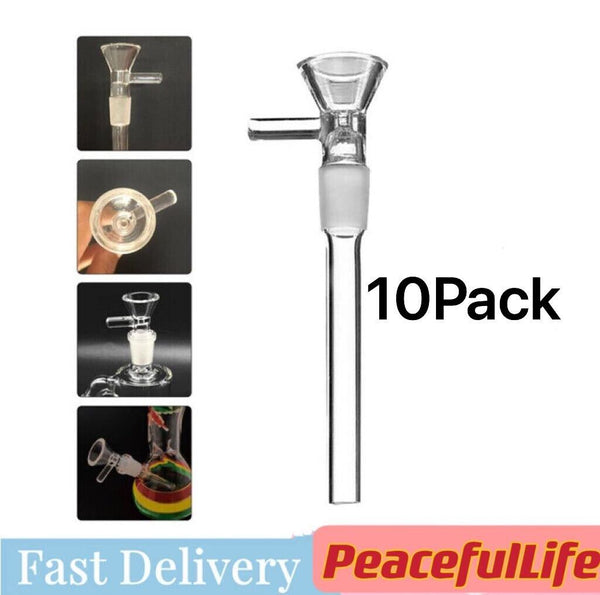 10PCS-4.7inch 14mm Male Pipes Glass Downstem with Bowl Adapter Water Filter Part